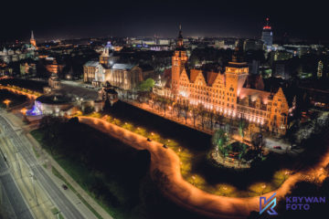 zdjęcia z drona Szczecin, dron Szczecin, filmowanie dron Szczecin, Szczecin Nocą